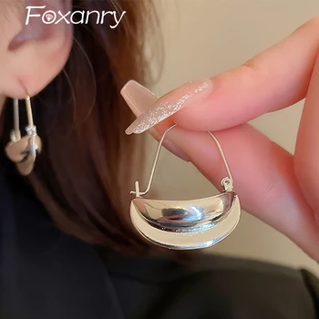 Foxanry Нерегулярные дугообразные геометрические серьги-капли для женщин, модные Креативные минималистичные украшения с пряжкой для ушей, предотвращающие Аллергию, подарки