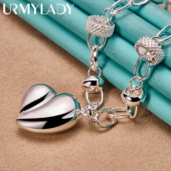 URMYLADY Ожерелье с подвеской в виде сердца из стерлингового серебра 925 пробы для женщин, свадебная вечеринка, модные очаровательные ювелирные изделия