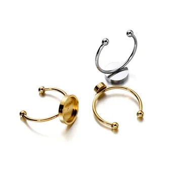 10 шт., кольцо с кабошоном, Базовая оправа, Пустое кольцо из нержавеющей стали для модных колец 