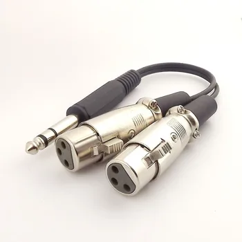 10шт 6,35 мм (1/4 дюйма) Стерео штекер для подключения микрофонного кабеля с двумя гнездами XLR 25 см