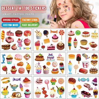 12 Упаковок цветных наклеек для выпечки тортов, детские наклейки с татуировками, Креативный Десерт 