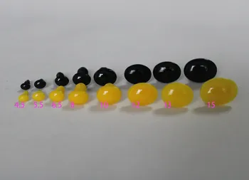 200 шт./лот 4,5 мм 5,5 мм 6,5 мм 8 мм 10 мм 12 ММ 13 мм 15 мм овальный желтый/черный пластиковый игрушечный носик с шайбой-выбор размера