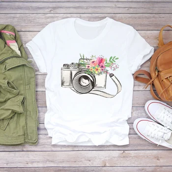 2021 Camera Mountain, милая летняя рубашка с винтажным принтом, футболки, топ, футболка с графическим рисунком, Женская футболка, футболка для женщин