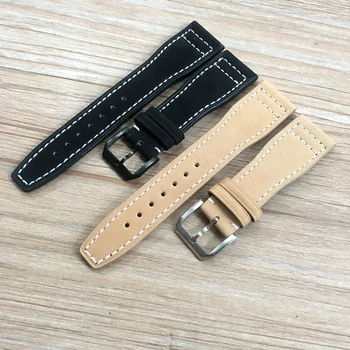 22 мм Коричневый Черный Мужской ремешок для часов из натуральной кожи, высококачественный браслет для IWC Portugal Pilot Bracelet