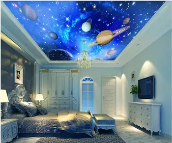 3d потолочные обои фреска вселенная планета звездное небо обои для гостиной домашний декор фотообои для стен в рулонах