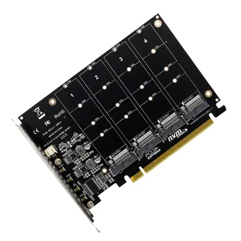 4 Порта M.2 NVMe SSD для преобразования жесткого диска в PCIE X16M с ключом, считыватель карт расширения, скорость передачи 4x32 Гбит/с