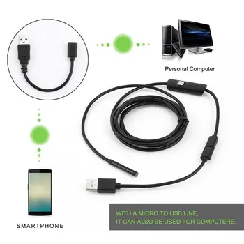 5,5 мм Эндоскоп USB Мини-камера Гибкая IP67 Водонепроницаемая Инспекционная Бороскопическая камера Micro USB для Android с 6 регулируемыми светодиодами