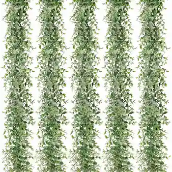 5 Упаковок 30-футовых Искусственных эвкалиптовых гирлянд, зеленых лоз, искусственных подвесных растений для арки на фоне свадебного стола