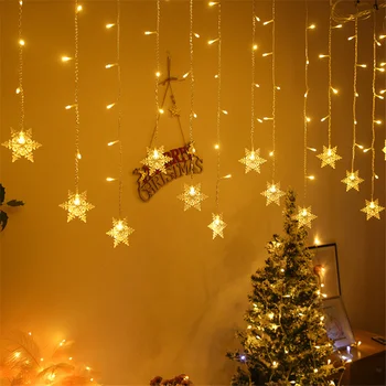 8 Режимов светодиодных гирлянд в виде снежинки, 3,5 м, Рождественские гирлянды для штор, гирлянды для праздничной вечеринки, свадьбы, новогоднего украшения