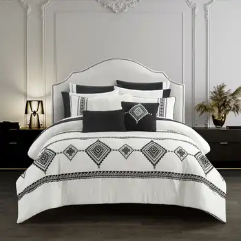 Better Homes & Gardens Черно-белый Саммит, предварительно выстиранная кровать из 12 предметов в мешке, двуспальное пуховое одеяло