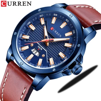 CURREN новые часы для мужчин, лучший бренд класса Люкс, кварцевые часы с кожаным ремешком, модные деловые мужские наручные часы