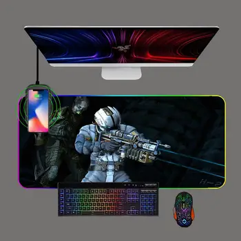 Dead Space Телефон Беспроводная Зарядка Игровой RGB Большой коврик Для Мыши LED Аниме Клавиатура Геймер Компьютер Офисный Коврик Для Мыши Коврик для ПК Ковер