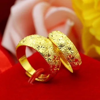 HOYON Роскошное кольцо из золота 18 карат для пары, женщин и мужчин, свадебные украшения для помолвки, Регулируемое желтое золото для подарков любовникам