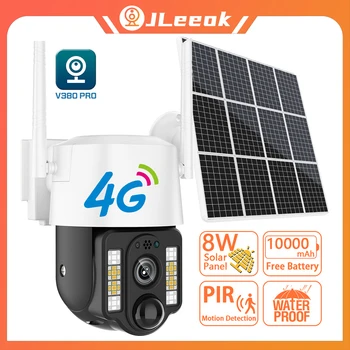 JLeeok 5MP CCTV PIR Обнаружение Движения Солнечная Камера Наблюдения 4G SIM-карта PTZ IP-камера Водонепроницаемая 30 м Красочная Ночного Видения