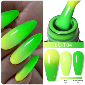 LILYCUTE Флуоресцентный Термальный Гель-Лак для ногтей Желто-Зеленый 3 Слоя, Меняющие цвет, Стойкие Полупостоянные Лаки Для Дизайна ногтей