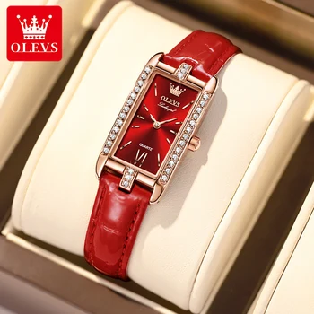 OLEVS 6623 женские квадратные часы лучший бренд класса люкс с бриллиантовым безелем японский кварцевый механизм водонепроницаемые женские наручные часы женские часы