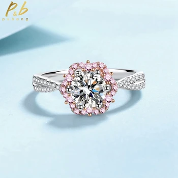 PuBang Fine Jewelry 100% Стерлинговое серебро 925 Пробы, 18-каратное Розовое золото, Муассанит, Бриллиантовое кольцо для женщин, подарок для Помолвки, бесплатная доставка
