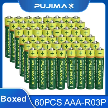 PUJIMAX 60 шт./лот 1.5 V AAA Углеродная Батарея 3A R03P Одноразовая Сухая Батарея Для Термометра Замок Отпечатков Пальцев Дверной Звонок С коробкой