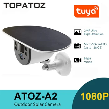 TOPATOZ Tuya WiFi IP-камера с солнечной панелью Наружная беспроводная камера видеонаблюдения 1080P PIR с обнаружением движения