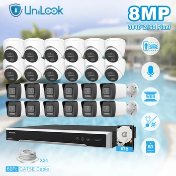 Unilook Security Protection 8MP Mini IP Camera System Kit 32шт IP-камера для помещений 32-канальный NVR Система видеонаблюдения P2P View IP66