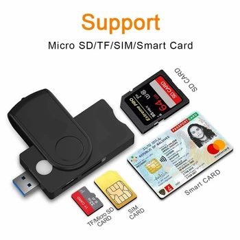 USB 2,0 Считыватель смарт-карт micro SD/TF memory ID Bank EMV электронный DNI dni citizen sim cloner разъем адаптера