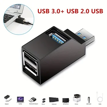 USB 3.0 Концентратор-адаптер, удлинитель, мини-разветвитель, 3 порта для ПК, ноутбука, Macbook, мобильного телефона, высокоскоростного считывателя U-дисков