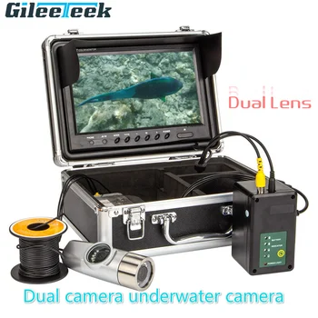WF21 Двойная камера для подводной рыбалки-Камера с 9-дюймовым дисплеем, 8 шт. Светодиодная инфракрасная лампа, камера с чемоданом, может записывать видео