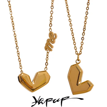 Yhpup Шикарное модное ожерелье с подвеской в виде сердца из нержавеющей Стали, Позолоченное 18-каратное покрытие, Водонепроницаемый Женский Минималистичный ювелирный подарок