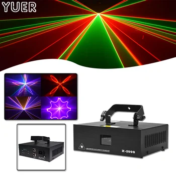 YUER 2 Вт Полноцветный Лазерный Луч Анимация Сканирующий Узор Эффект Лазерный Проектор DMX512 DJ Диско Сцена Свадебная Музыкальная Вечеринка В Помещении