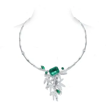 ZOCA 100% Стерлингового серебра 925 пробы, Высокоуглеродистые бриллиантовые Бамбуковые ожерелья с подвесками для женщин, Новый Роскошный свадебный ювелирный подарок