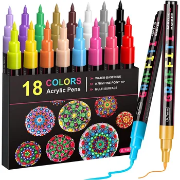 Акриловые ручки для рисования, 18 цветов, Акриловые маркеры для рисования, фломастеры, ручки для рисования, ручки для поделок, Водонепроницаемая краска, художественный маркер