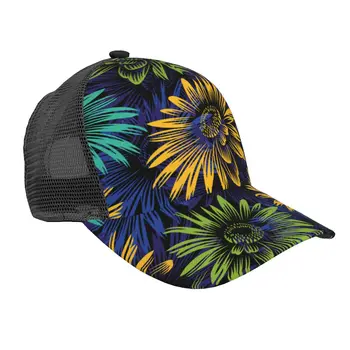 Бейсбольная кепка с 3D принтом Подсолнухи, сетчатая кепка с изогнутыми полями, Повседневная солнцезащитная кепка для мужчин и женщин
