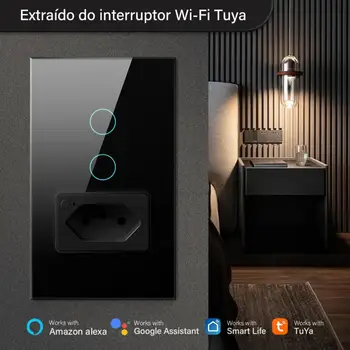 Бразильский датчик WiFi, Умный настенный сенсорный выключатель света, 20A, голосовое управление по времени, приложение Tuya, дистанционное управление, работает с Alexa Google Home