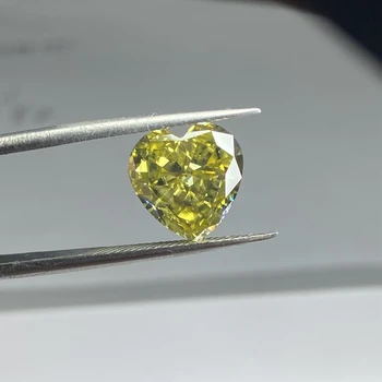 бриллиант Муассанит огранки 11 мм большого размера в форме сердца VVS1 GRA Vivi Yellow, созданные Лабораторией драгоценные камни Для Кольца
