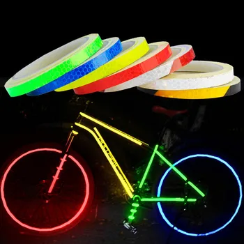 Велосипедные наклейки размером 1 см * 8 м, Светоотражающая лента, Флуоресцентные велосипедные ленты MTB, велосипедные ленты MTB для велосипедного шлема, мотоцикла, скутера