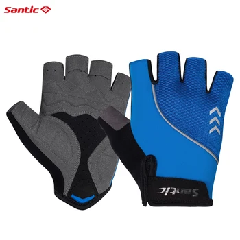 Велосипедные перчатки Santic с дышащей сеткой, перчатки для горного велосипеда на половину пальца, Противоударные накладки, велосипедные спортивные варежки, Антифрикционные Унисекс