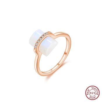 Геометрическое кольцо из серебра S925 с Лунным камнем |Уникальный дизайн | Модные ювелирные изделия для женщин