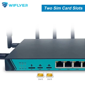 Две SIM-карты 4G Openwrt Маршрутизатор Gigabit LAN 1000 Мбит/с CAT6 Модем 2,4 ГГц 5,8 ГГц WiFi 8 Съемная Антенна MU-MIMO для 64 Пользователей