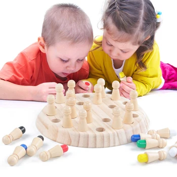 Детская Деревянная спичечная палочка с памятью, Шахматы, веселая цветная игровая доска, пазлы, обучающие цветные когнитивные способности, обучающие игрушки для детей