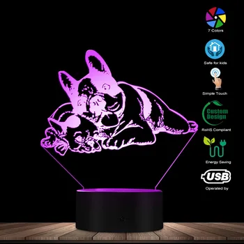 Дружелюбная форма французского Бульдога Светящаяся светодиодная лампа Домашнее Художественное Декоративное Освещение Пользовательское название Настроение Ночник Отличная игрушка для собак Подарок
