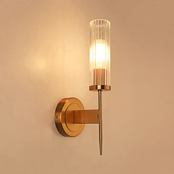 Европейский Роскошный Светильник из Золотистого Стекла для гостиной, Спальни, Прикроватной тумбочки в коридоре отеля в американском стиле, светодиодный железный настенный светильник