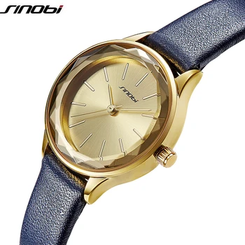 Женские часы SINOBI от ведущего бренда, роскошные женские часы с бриллиантовым циферблатом, модные простые женские часы, водонепроницаемые кожаные часы