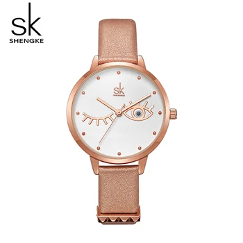 Женские часы SK Shengke, лидирующий бренд, Роскошные часы для женщин, Модный Водонепроницаемый Кожаный ремешок, Женские часы, Кварцевые часы, Подарок