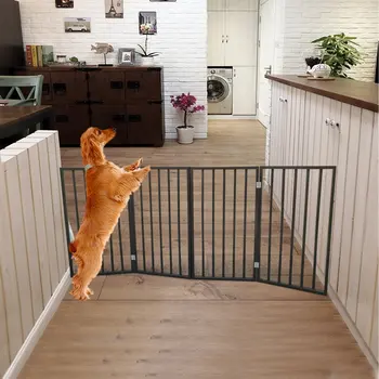 Калитка для домашних животных–Собачья калитка для дверных проемов, лестниц или дома – Отдельно стоящая, Складная, в стиле гармошки, Деревянная ограда для собак в помещении от