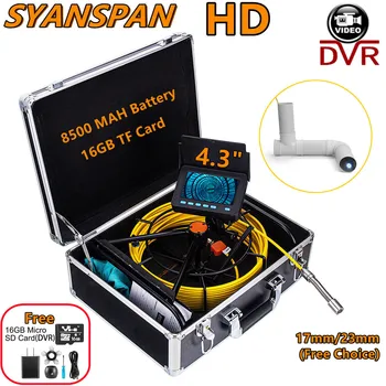 Камеры для Эндоскопа трубопроводов 4,3 дюйма HD 16 ГБ DVR Монитор, 10 м-50 М SYANSPAN IP68 Промышленная Камера Для Осмотра канализационных Труб Эндоскоп