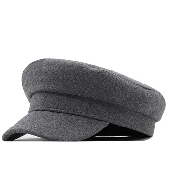 Классическая Черная Высококачественная военная шляпа для женщин, Весенне-осенне-зимние шапки, Фетровая кепка, Зимняя женская Черная шляпа, Шерстяной берет, Кепка