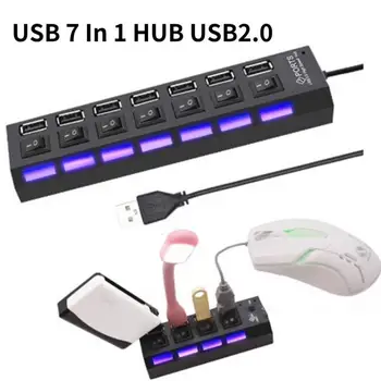 Концентратор USB 2.0, USB-концентратор 2.0, мульти USB-разветвитель, концентратор, Адаптер питания, 4/7 Портов, множественный расширитель, концентратор USB 3.0, Переключатель, кабельные адаптеры 30 см