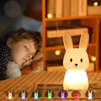 Лампа для спальни с сенсорным датчиком, мягкая силиконовая лампа, декор для прикроватной тумбочки, Милый подарок в виде животного для детей, Прекрасный светодиодный ночник