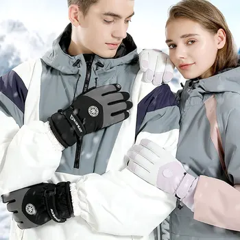 Лыжные перчатки, мужские И женские Зимние виды спорта на открытом воздухе, Ветрозащитные водонепроницаемые Теплые флисовые Лыжные перчатки, Сноубордические перчатки, Велосипедные перчатки, варежки