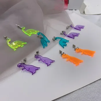 Милые красочные акриловые серьги с маленькими динозаврами в виде животных для девочек, женщин, детей, подарок на День рождения, милые ювелирные изделия